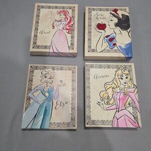 Disney Princess Canvas Wall Art Set 4 Ariel Elsa Snow White Aurora 8x10 Decor